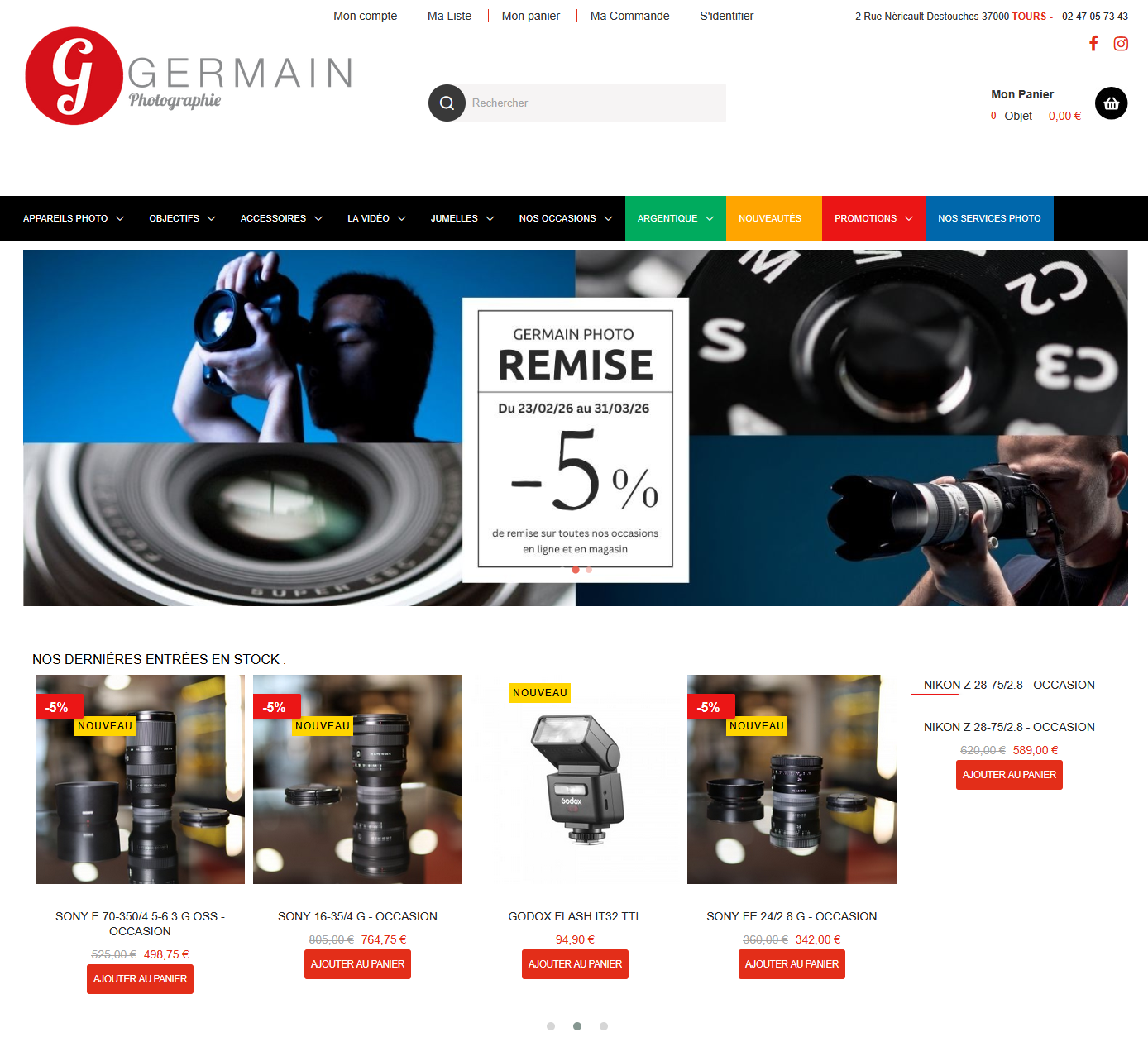 Mise à jour du site de vente en ligne germain photo Tours → Germain Photographie